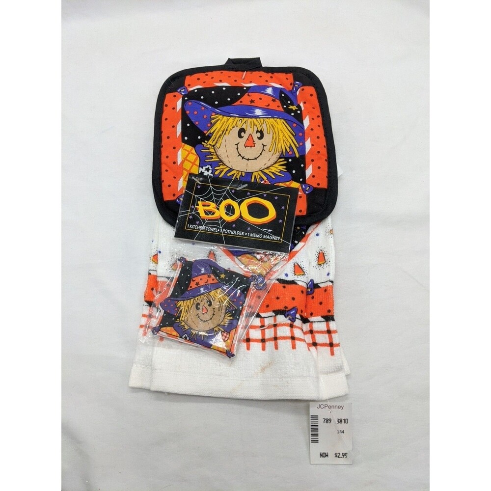 Vintage JC Penny Boo Kitchen Towel Potholder Memo Magnet Set